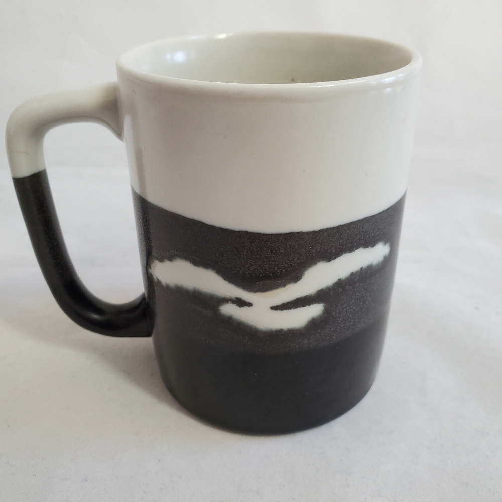 Striped Stoneware Seagull Mug